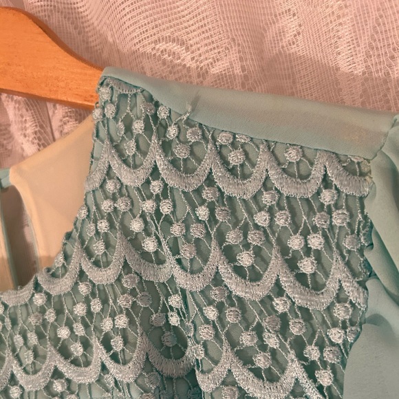 Vintage 1970s Mint Green Lace Yoke Prairie Dress Romantic Cottagecore Midi - Picture 5 of 6